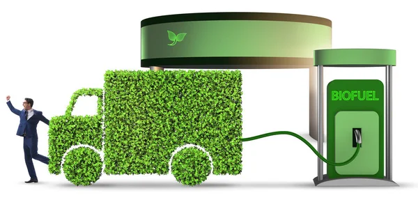 Man in ecofuel concept for delivery vehicles — Stock Image Man in ecofuel concept for delivery vehicles Royalty Free Stock Photos