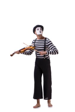 Pandomimci beyazda keman çalıyor