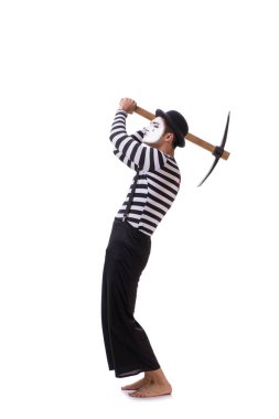 Beyaz arkaplanda baltalı pandomim