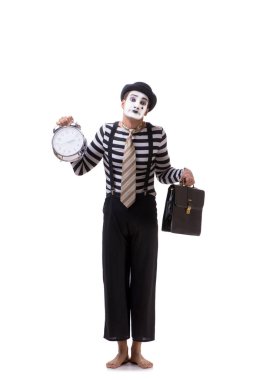 Zaman yönetimi kavramı beyaz arka plan üzerinde izole mim 