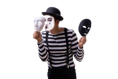 Beyaz arka plan üzerinde izole maskeleriyle mim