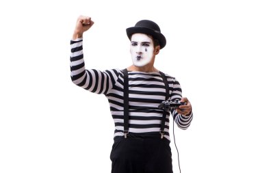 Beyaz arka plan üzerinde izole joystick ile mim 