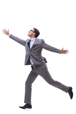 Beyaz zemin üzerinde izole iş adamı