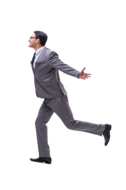 Beyaz zemin üzerinde izole iş adamı