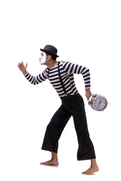 Mime in time management concept isolated on white background — Stock Photo, Image
