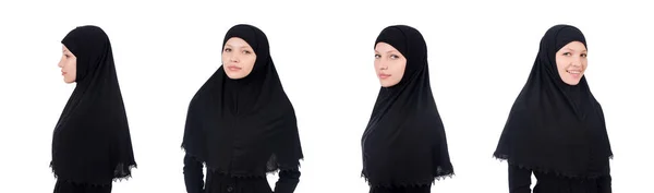 Mujer con burka musulmana aislada en blanco — Foto de Stock