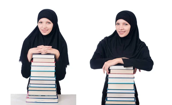 Jovem estudante muçulmana com livros — Fotografia de Stock