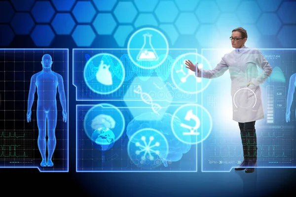 Woman doctor in telemedicine futuristic concept — Stock Photo, Image