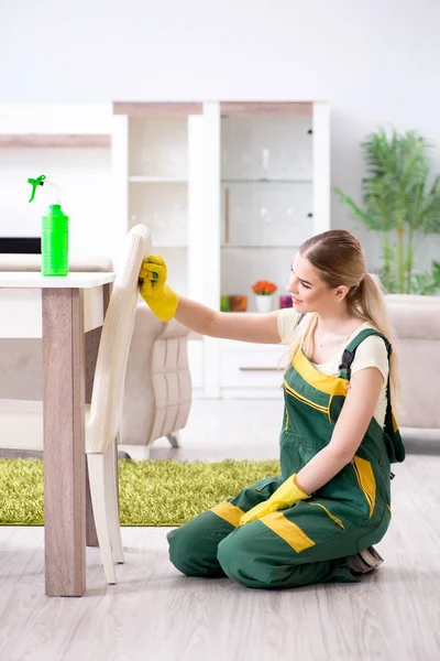 Professional cleaner cleaning apartment furniture — Stock Photo, Image