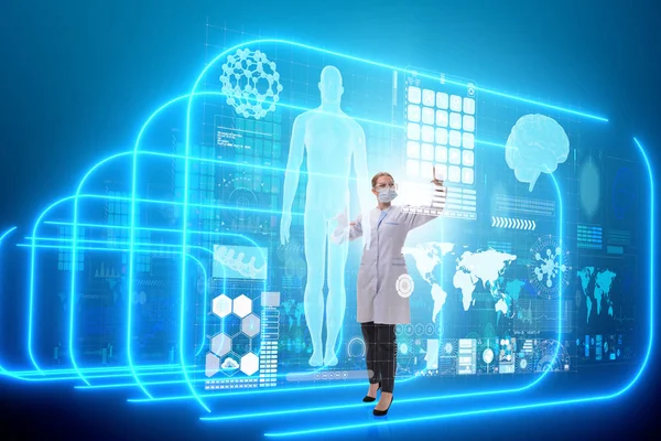 Woman doctor in telemedicine futuristic concept