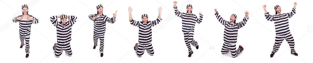 Prison inmate isolated on the white background