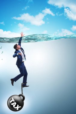 Yüksek vergiler kavramında boğulan iş adamı