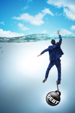 Yüksek borç kavramında boğulan bir iş adamı