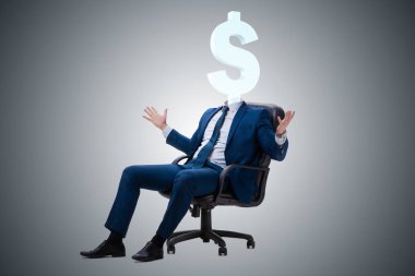 Kafası yerine dolar işareti olan bir iş adamı.