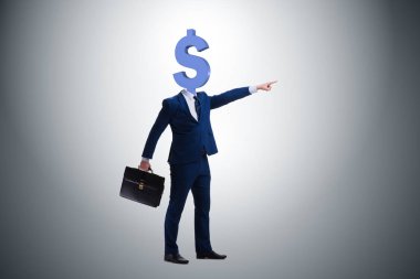 Kafası yerine dolar işareti olan bir iş adamı.