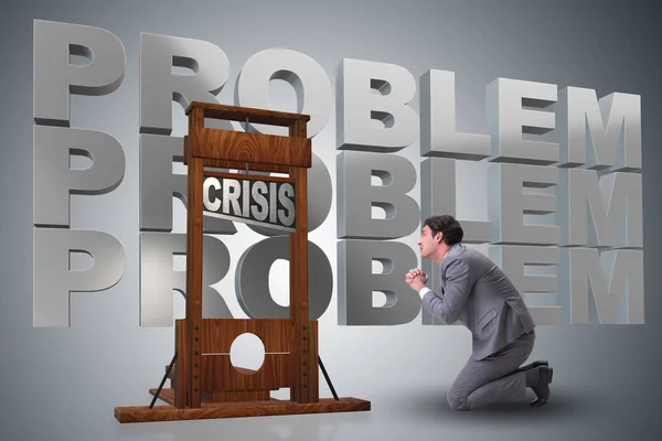 Empresário no conceito de negócio de crise — Fotografia de Stock