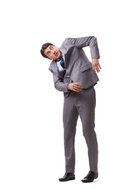 Beyaz arka plan üzerinde izole genç kukla işadamı