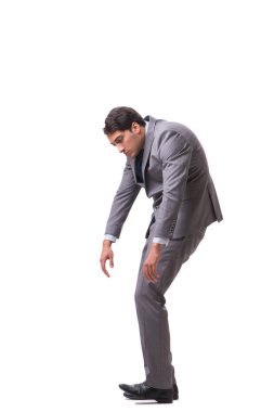 Beyaz arka plan üzerinde izole genç kukla işadamı