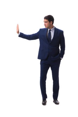 Genç işadamı beyaz arka planda izole edilmiş 