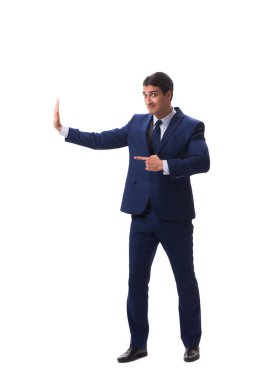 Genç işadamı beyaz arka planda izole edilmiş 