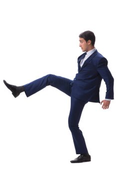 Genç işadamı beyaz arka planda izole edilmiş 