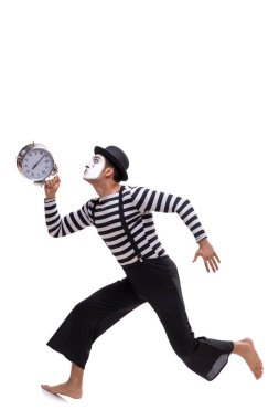 Zaman yönetimi kavramı beyaz arka plan üzerinde izole mim 