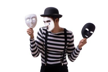 Beyaz arka plan üzerinde izole maskeleriyle mim