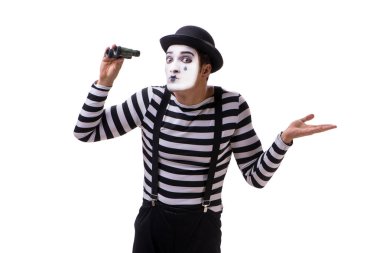 Beyaz arka plan üzerinde izole dürbün ile mim