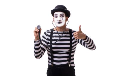 Beyaz arka plan üzerinde izole stetoskop ile mim 