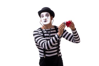 Beyaz arka plan üzerinde izole stetoskop ile mim 