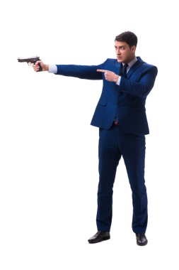 Beyaz zemin üzerinde izole iş adamı