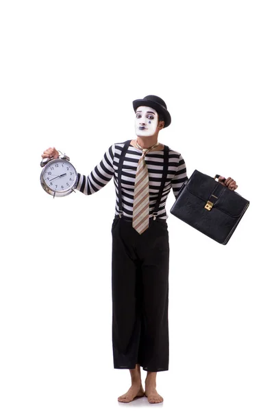 Mime in time management concept isolated on white background — Stock Photo, Image