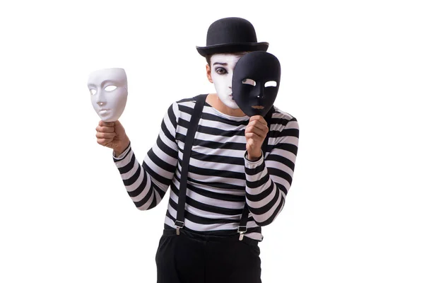 白い背景で隔離のマスクで mime します。 — ストック写真