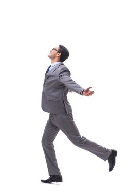 Beyaz zemin üzerinde izole iş adamı