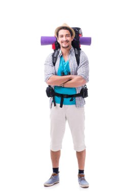 Büyük sırt çantalı sırt çantası beyaz üzerinde izole