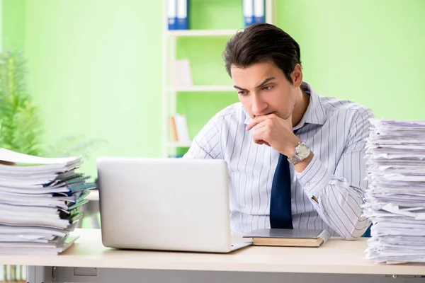 Businessman having problems with paperwork and workload — Stock Photo, Image
