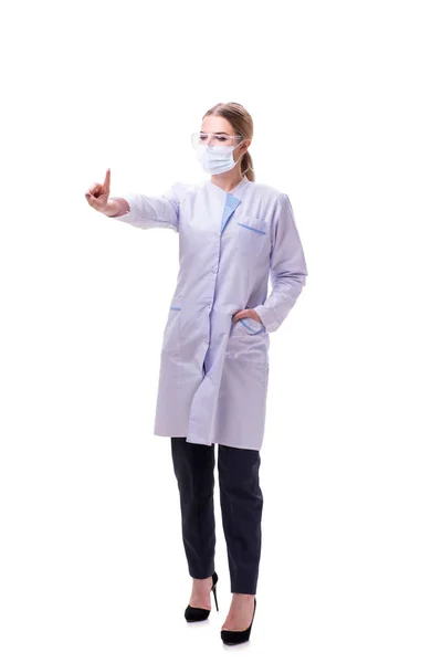 Fiatal nő orvos izolált fehér háttér — Stock Fotó