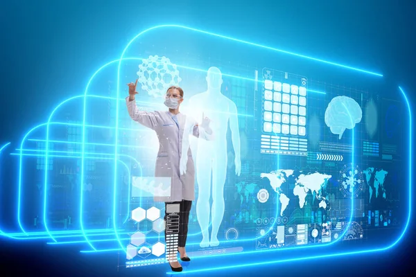 Kvinna läkare i telemedicin futuristiska koncept — Stockfoto