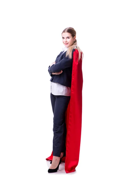 Superhero woman isolated on white background — Stock Photo, Image