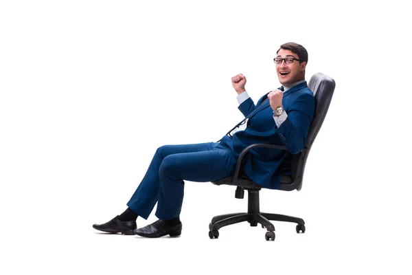 Businessman sitting on chair isolated on white — Stock Photo, Image