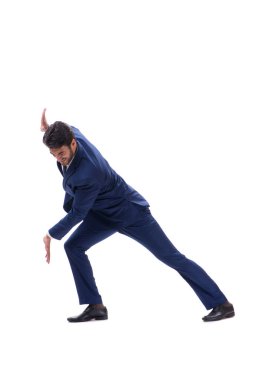 Genç işadamı beyaz arka planda izole edilmiş. 