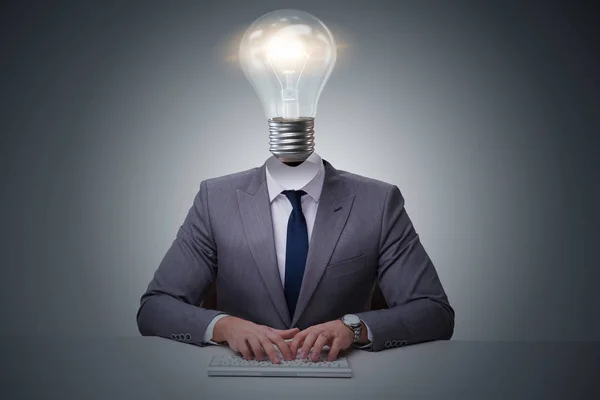 Businessman Bright Idea Concept Lightbulb Head — Stock Photo, Image