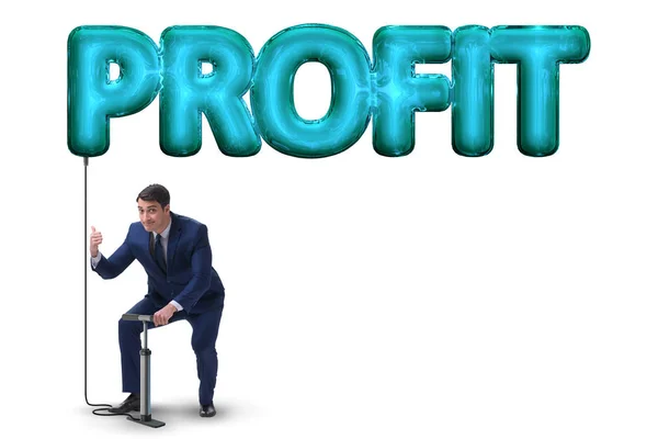 Az üzletember profitot pumpál az üzleti koncepcióba — Stock Fotó