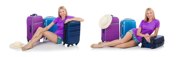 Mujer preparándose para viajar en vacaciones de verano — Foto de Stock