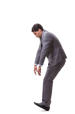 Beyaz arka plan üzerinde izole genç kukla işadamı