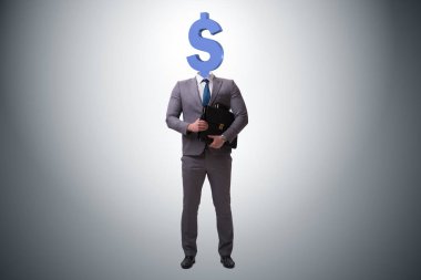 Kafası yerine dolar işareti olan bir iş adamı.