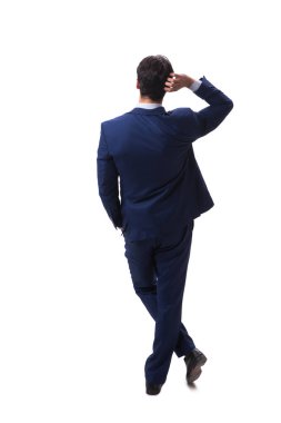 Genç işadamı beyaz arka planda izole edilmiş 