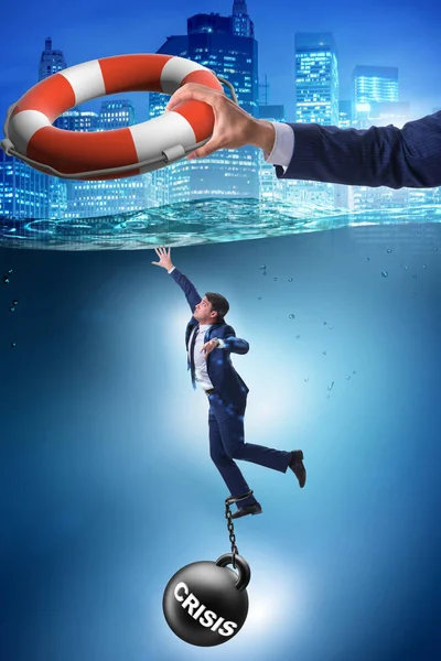 Businessman being saved from crisis — Stock Photo, Image