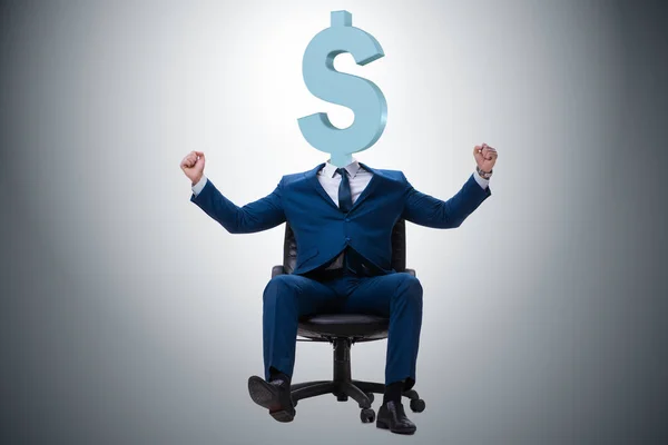 Affärsman med dollartecken istället för huvud — Stockfoto