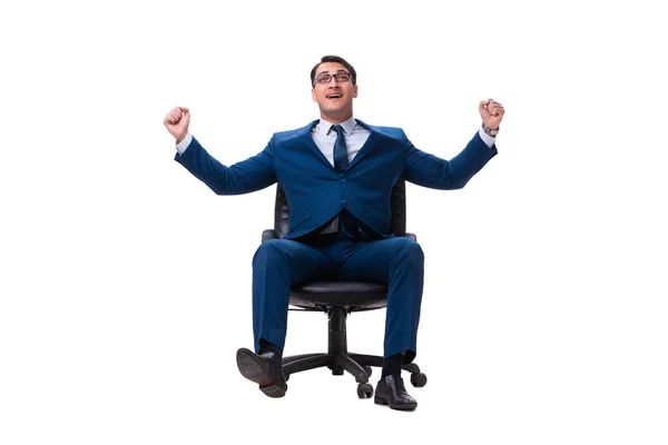 Businessman sitting on chair isolated on white — Stock Photo, Image